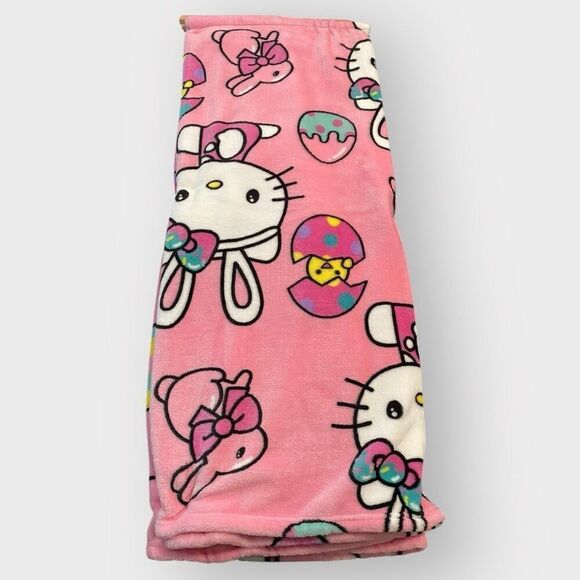 Hello Kitty 'Easter Bunny and Eggs' 50x70" Silk Touch Plush Throw Blanket HTF - Picture 7 of 8